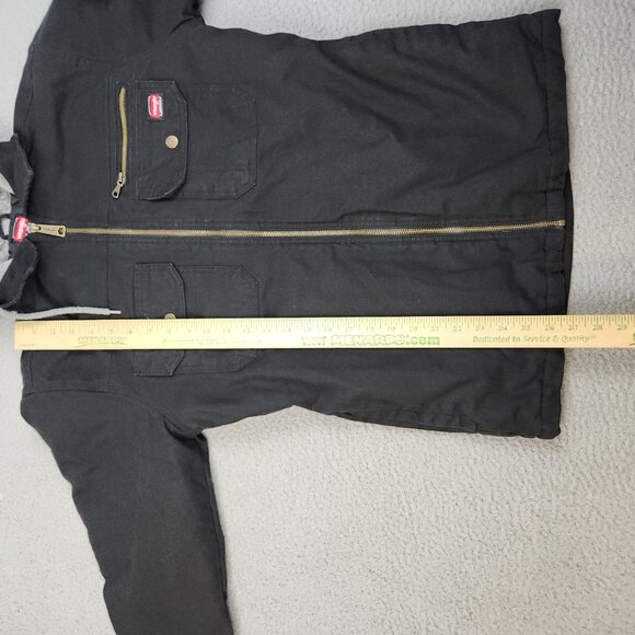 Wrangler Canvas Hoodie Workwear Jacket Mens Small Quilted Lined Black Full Zip - Picture 5 of 14